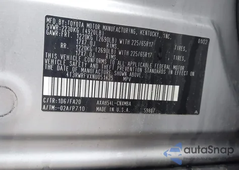 2022 Toyota Rav4 Hybrid Xle from USA, damaged, VIN 4T3RWRFVXNU051425